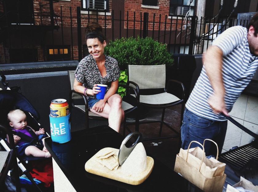 addison learns how to grill.