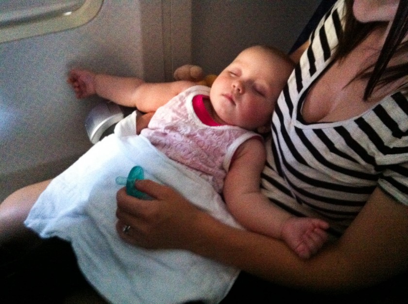 sleeping on a plane.