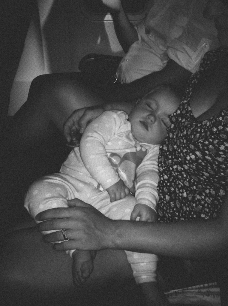 sleeping on a plane.