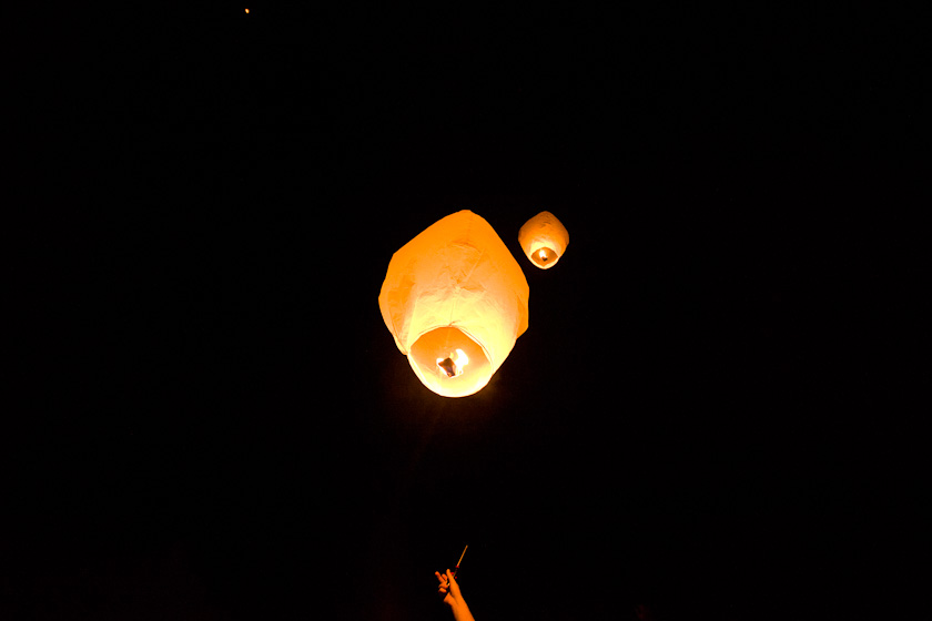 Floating Chinese Lanterns at Wedding
