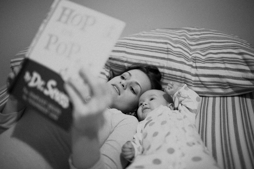 Addison and Mom reading Dr. Seuss.  Addison's favorite Christmas present.